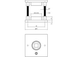 Rozetten verdekt 50x50x5mm met nokken en 2-weg veerconstructie rvs