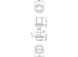 WC-sluiting zelfklevend ø30x3mm met stift 8x8mm rvs