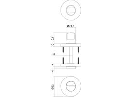 WC-sluiting basic verdekt ø53x10mm met stift 8x8mm zwart
