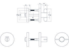 WC-sluiting verdekt ø55x8mm met nokken en stift 8x8mm rvs circulair geborsteld