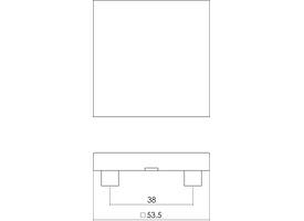 Afdekrozet verdekt 53x53x8mm met nokken rvs