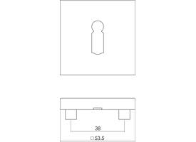 Sleutelrozetten verdekt 53x53x8mm met nokken rvs
