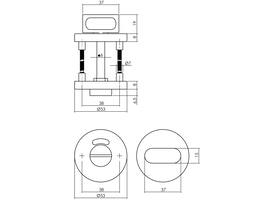 WC-sluiting verdekt ø53x8mm met nokken en stift 6x6mm rvs
