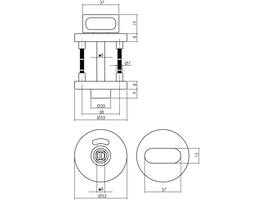 WC-sluiting verdekt ø53x8mm stiftbediening met nokken en stift 8x8mm rvs