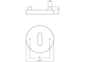 Sleutelrozetten verdekt ø53x8mm met nokken rvs
