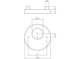Rondcilinderrozetten verdekt ø53x8mm met nokken rvs