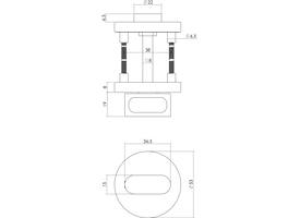WC-sluiting verdekt ø53x8mm zonder venster met nokken en stift 8x8mm rvs