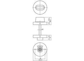 WC-sluiting verdekt ø53x10mm stiftbediening met stift 8x8mm rvs