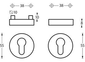 SKG3 veiligheidsrozetten rond verdekt basic ø54x9mm profielcilindergat rvs