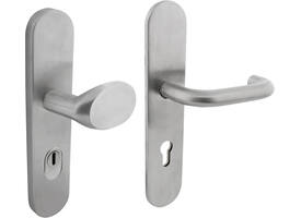 SKG3 veiligheidsbeslag ovaal verdekt 255x52mm greep/kruk Rond profielcilindergat 72mm met kerntrekbeveiliging rvs
