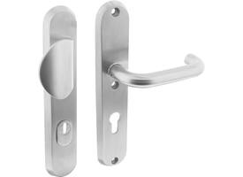 SKG3 veiligheidsbeslag ovaal 250x50mm greep/kruk Rond met veerconstructie profielcilindergat 72mm met kerntrekbeveiliging rvs