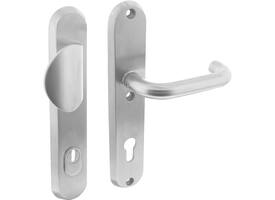 SKG3 veiligheidsbeslag ovaal 250x50mm greep/kruk Rond met veerconstructie profielcilindergat 92mm met kerntrekbeveiliging rvs
