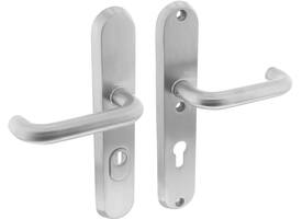 SKG3 veiligheidsbeslag ovaal 250x50mm kruk/kruk Rond met veerconstructie profielcilindergat 72mm met kerntrekbeveiliging rvs
