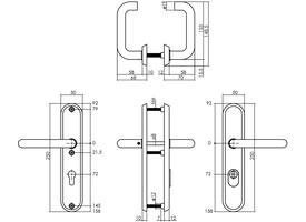 SKG3 veiligheidsbeslag ovaal 250x50mm kruk/kruk Rond met veerconstructie profielcilindergat 72mm met kerntrekbeveiliging rvs