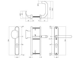 SKG3 smalschilden greep/kruk verkropt profielcilindergat 55mm RVS