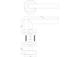 Knop/kruk garnituur rechts Jura op rozet verdekt ø55x8mm en cilinderrozetten rvs