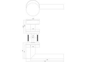 Knop/kruk garnituur links Jura op rozet verdekt ø55x8mm en cilinderrozetten rvs