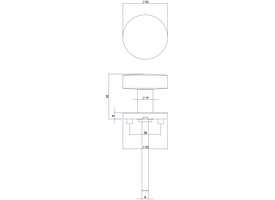Knoprozet verdekt ø55x8mm met nokken en vaste knop plat met wisselstift rvs