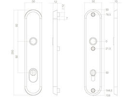 SKG3 veiligheidsschilden ovaal 250x50mm profielcilindergat 92mm met kerntrekbeveiliging rvs