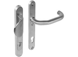 SKG3 veiligheidsbeslag ovaal smal 254x35mm greep/kruk Verkropt profielcilindergat 92mm met kerntrekbeveiliging rvs