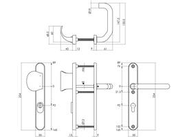SKG3 veiligheidsbeslag ovaal smal 254x35mm greep/kruk Verkropt profielcilindergat 92mm met kerntrekbeveiliging rvs