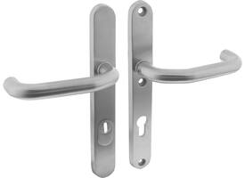 SKG3 veiligheidsbeslag ovaal smal 254x35mm kruk/kruk Verkropt met veerconstructie profielcilindergat 72mm met kerntrekbeveiliging rvs