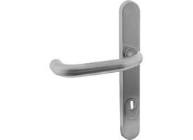 SKG3 veiligheid buitenschild ovaal smal 254x35mm met kruk Verkropt en veerconstructie profielcilindergat 92mm met kerntrekbeveiliging rvs