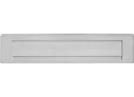 Briefplaat rechthoekig 340x75mm met klep/regenrand rvs