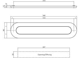 Briefplaat ovaal 340x80mm met verende klep binnendraaiend rvs