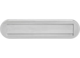 Briefplaat ovaal 340x80mm met klep/regenrand rvs