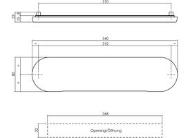 Briefplaat ovaal 340x80mm verdekt rvs