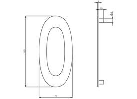 Huisnummer 0 150mm rvs