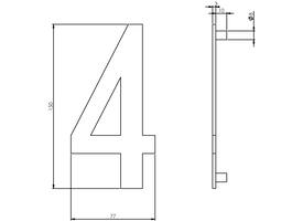 Huisnummer 4 150mm rvs