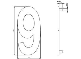 Huisnummer 9 150mm rvs