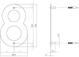 Huisnummer 8 150mm rvs