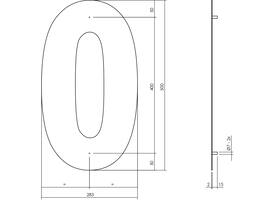 Huisnummer 0 XXL 500mm rvs