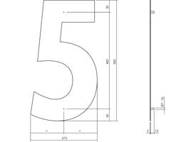 Huisnummer 5 XXL 500mm rvs