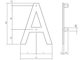 Huisletter A 100mm rvs