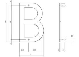 Huisletter B 100mm rvs
