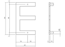 Huisletter E 100mm rvs