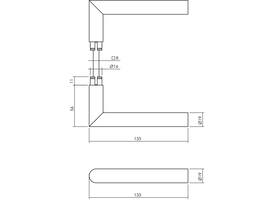 Deurkruk Jura met rozet massief verdekt 53x53x10mm met nokken rvs