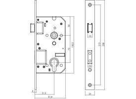 Set achterdeurbeslag ovaal verdekt: SKG3 veiligheidsbeslag ovaal 255x52mm kruk/kruk kt72 met SKG2 slot 72pc rvs