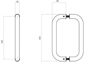 Deurgrepen U-vorm 455x80x30mm hart op hart 425mm rvs