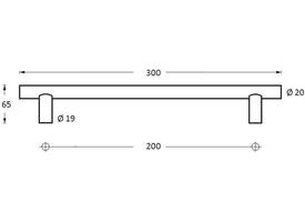 Deurgrepen T-vorm 300x65x20mm hart op hart 200mm rvs