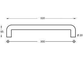 Deurgreep U-vorm 320x65x20mm hart op hart 300mm rvs