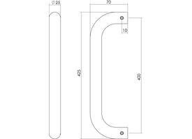 Deurgreep U-vorm 425x70x25mm hart op hart 400mm rvs