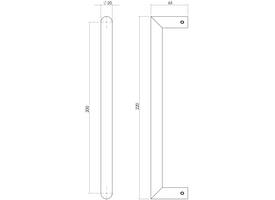 Deurgreep Hoek 90° 220x65x20mm hart op hart 200mm rvs