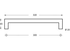 Deurgrepen Hoek 90° 320x65x20mm hart op hart 300mm rvs
