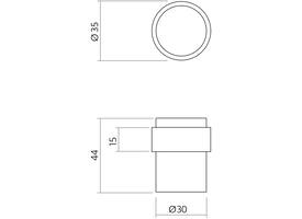 Deurstop ø30x40mm vloermontage rvs