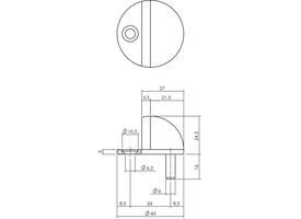 Deurstop bolrond ø43x25mm vloermontage rvs